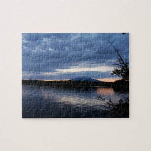 Sunset Over Mount Katahdin Millinocket Lake Maine Jigsaw Puzzle