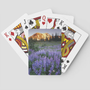 Sunset over Mt. Adams and a sub-alpine meadow Playing Cards