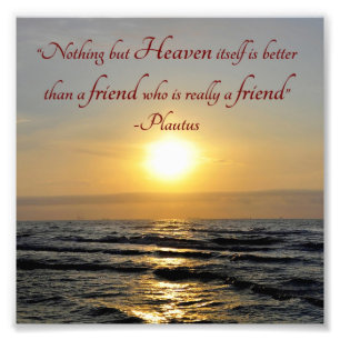 Sunset Over Ocean Friendship Quote Square Photo Print