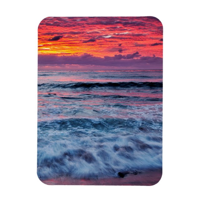 Sunset over ocean waves, California Magnet (Vertical)