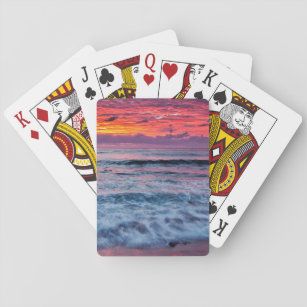 Sunset over ocean waves, California Playing Cards