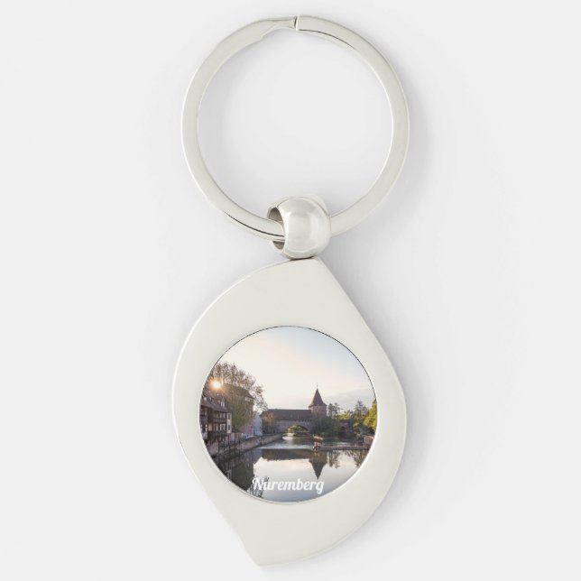 Sunset over old medieval bridge in Nuremberg Key Ring (Front)