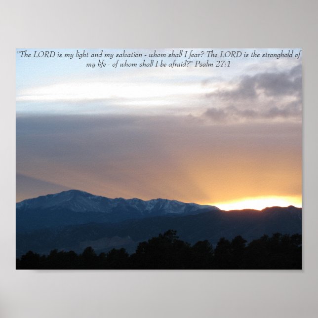 Sunset over Pike's Peak - Psalm 27:1 Poster (Front)