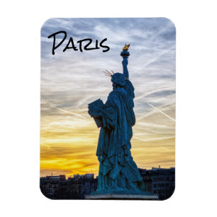 Sunset over Replica of the Liberty Statue in Paris Magnet