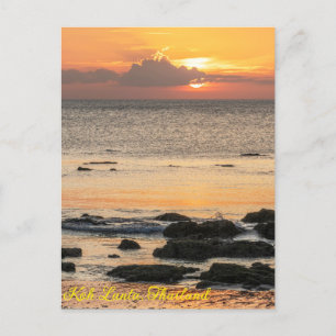Sunset over rocks and the sea, Koh Lanta, Thailand Holiday Postcard