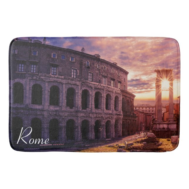 Sunset over Rome Colosseum in Rome Bath Mat (Front)