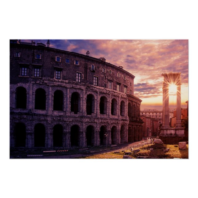 Sunset over Rome Colosseum in Rome Poster (Front)