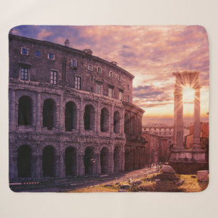 Sunset over Rome Colosseum in Rome Sherpa Blanket