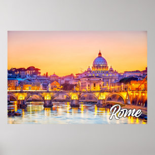 Sunset Over Rome, Italy Poster