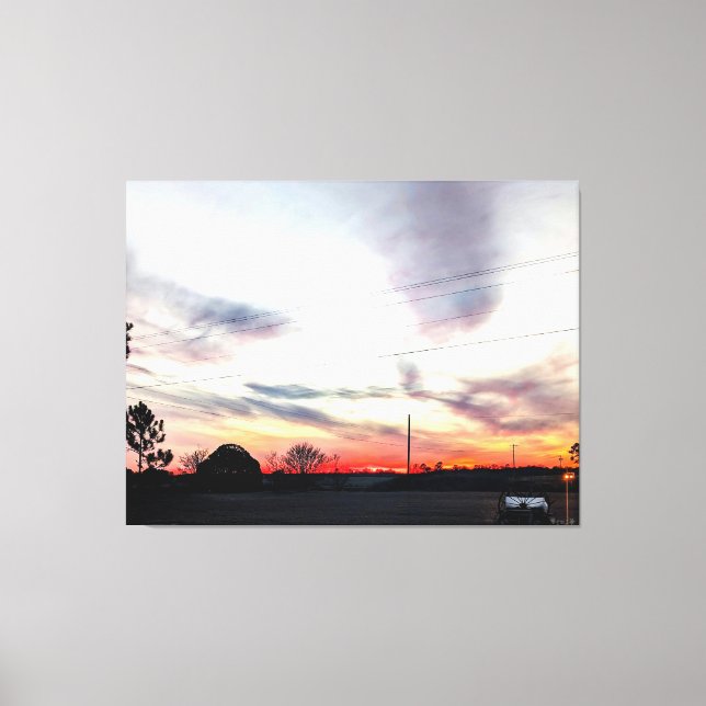 Sunset Over Rural Landscape Canvas Print (Front)