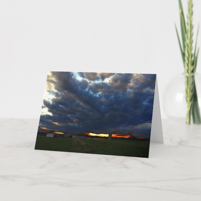 Sunset over Rural Landscape photo greeting card (Front)