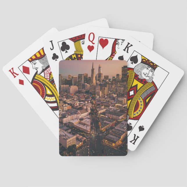 Sunset Over San Francisco Financial District Playing Cards (Back)