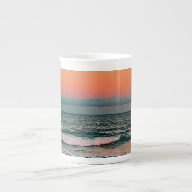sunset over sea bone china mug (Front)