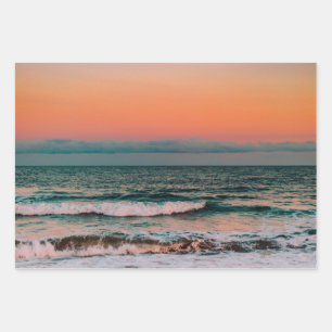 sunset over sea wrapping paper sheet