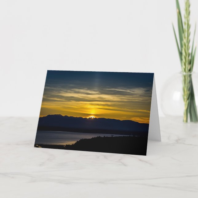 Sunset Over Seattle Greeting Card (Front)