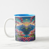 Sunset Over Snow Capped Mountain and Blossoming