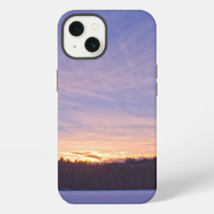 Sunset over Snow-covered Winter Lake & Trees iPhone 13 Case