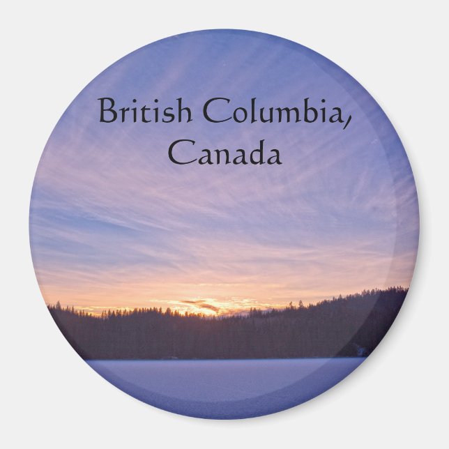 Sunset over Snow-covered Winter Lake & Trees Magnet (Front)