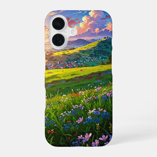 Sunset Over Spring Hills iPhone 16 Case (Back)