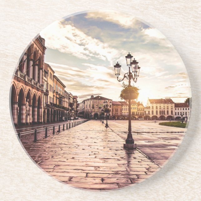 Sunset over square in Padova in Italy Coaster (Front)