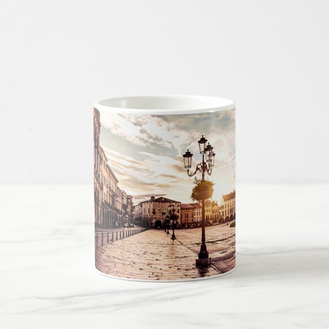 Sunset over square in Padova in Italy Coffee Mug (Center)