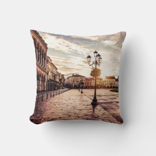 Sunset over square in Padova in Italy Cushion