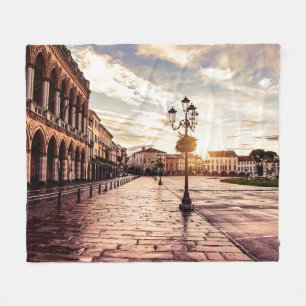 Sunset over square in Padova in Italy Fleece Blanket