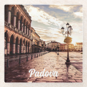 Sunset over square in Padova in Italy Glass Coaster
