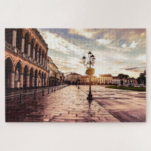 Sunset over square in Padova in Italy Jigsaw Puzzle