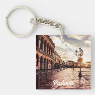 Sunset over square in Padova in Italy Key Ring