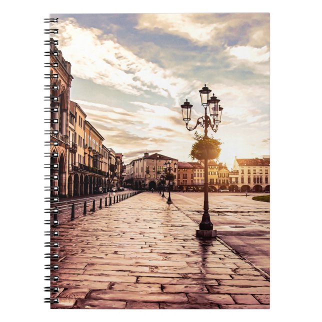Sunset over square in Padova in Italy Notebook (Front)