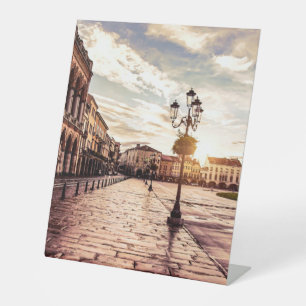 Sunset over square in Padova in Italy Pedestal Sign
