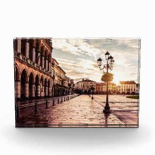 Sunset over square in Padova in Italy Photo Block