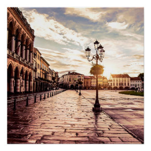 Sunset over square in Padova in Italy Poster