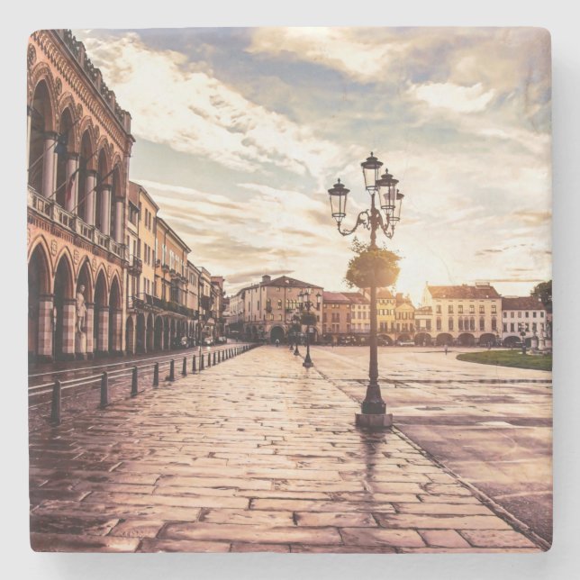 Sunset over square in Padova in Italy Stone Coaster (Front)