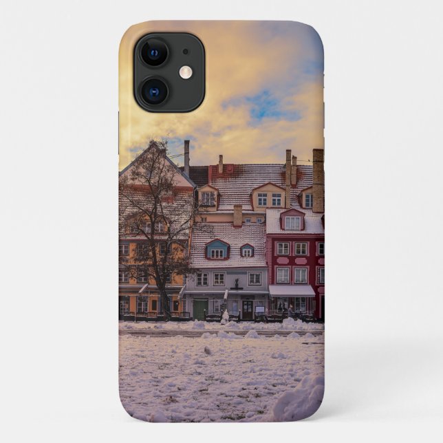 Sunset over street in Riga Case-Mate iPhone Case (Back)