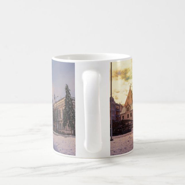 Sunset over street in Riga Coffee Mug (Handle)
