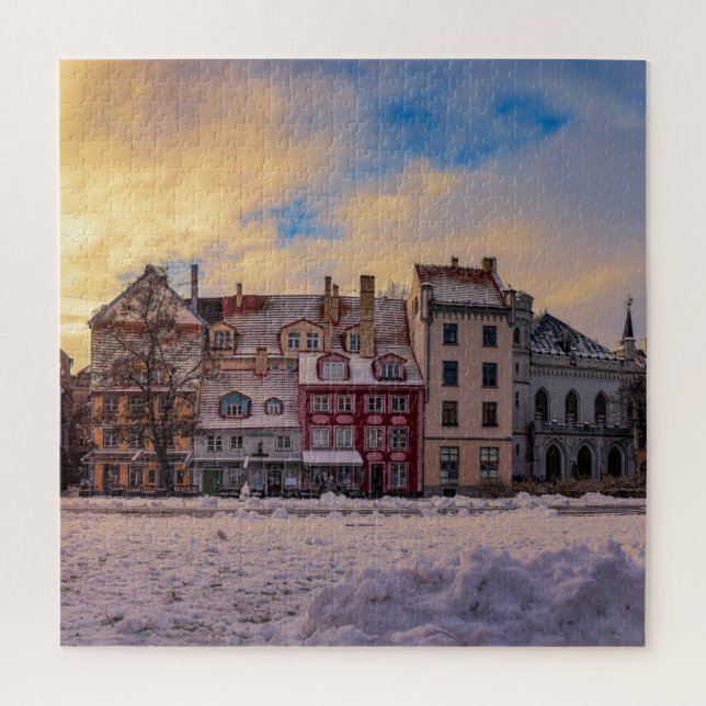 Sunset over street in Riga Jigsaw Puzzle (Vertical)