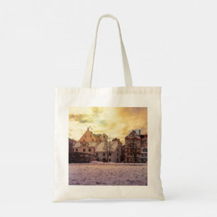 Sunset over street in Riga Tote Bag