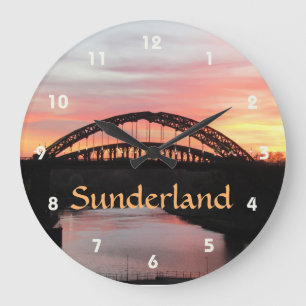 Sunset over Sunderland Wearmouth Bridge Large Clock