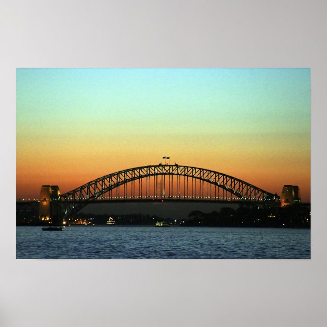 Sunset over Sydney Harbour Bridge, Australia Poster (Front)