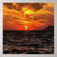 Sunset Over The Aegean Sea Landscape Painting