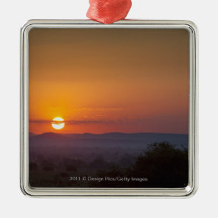 Sunset Over The African Landscape Metal Tree Decoration