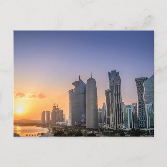Sunset over the city of Doha, Qatar Postcard (Front)