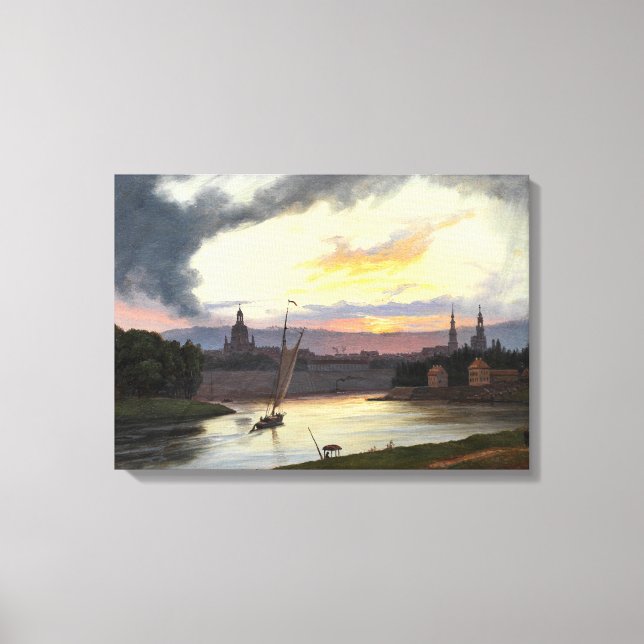 Sunset over the City of Dresden (German Landscape) Canvas Print (Front)