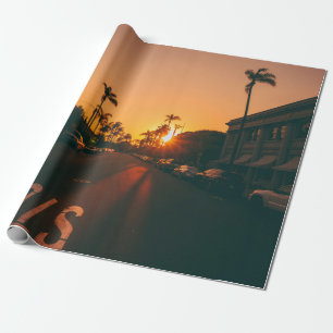 Sunset over the horizon wrapping paper
