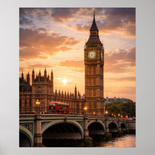 Sunset Over the Iconic London Clocktower Poster