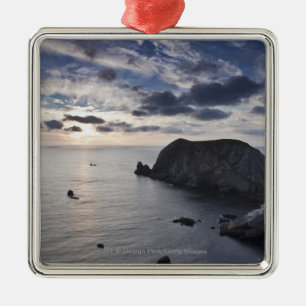 Sunset Over The Irish Coastline Metal Tree Decoration