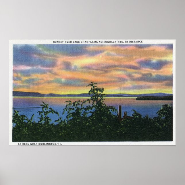 Sunset over the Lake, Adirondack Mts in Poster (Front)