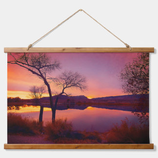 Sunset Over the Lake Hanging Tapestry